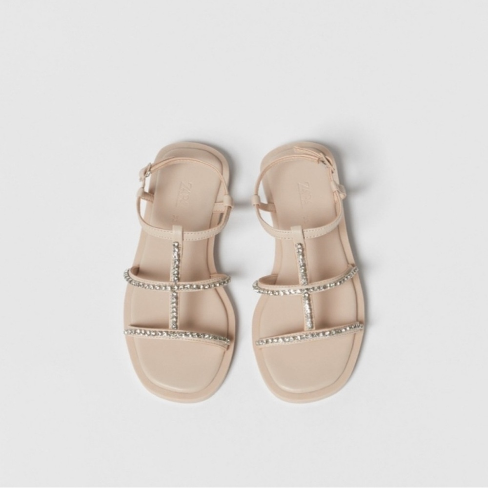Zara Nude Sandals with Sparkling Straps